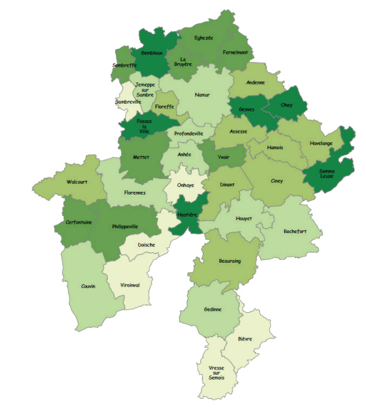 Carte de l'arrondissement de Namur